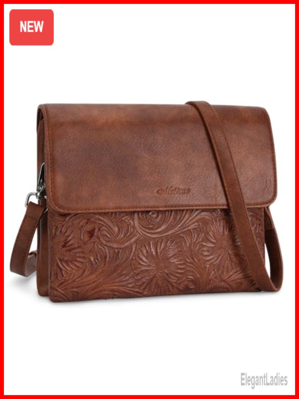 Women's Vegan Leather Crossbody Bag with Adjustable Strap